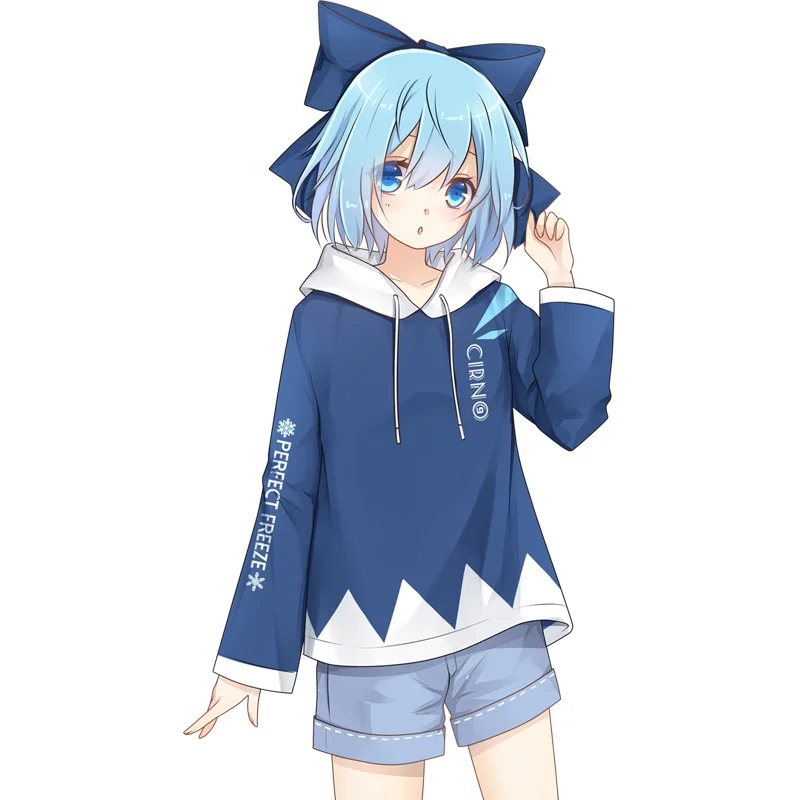 Аниме TouHou Project Cirno; пальто с капюшоном для косплея; Повседневный пуловер для пар; модная Осенняя толстовка унисекс с длинными рукавами для студентов