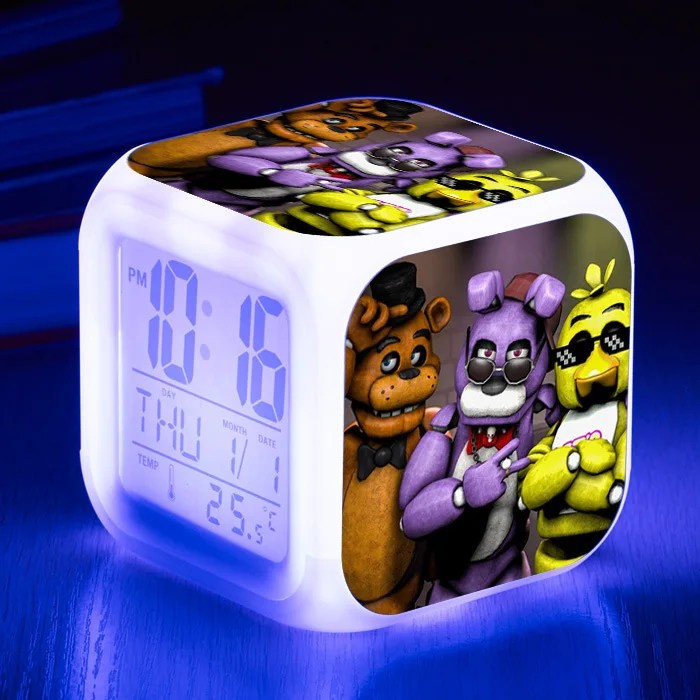 Five Nights At Freddy's 7 цветов светодиодный Будильник FNAF Bonnie Foxy Freddy Fazbear часы с дизайном «Медведь» ночные световые часы игрушки