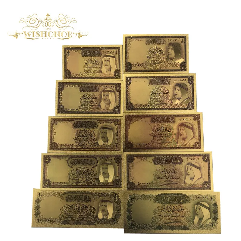 1 компл. Штата Кувейт золотые банкноты Dinars для домашнего декора и коллекции | Дом