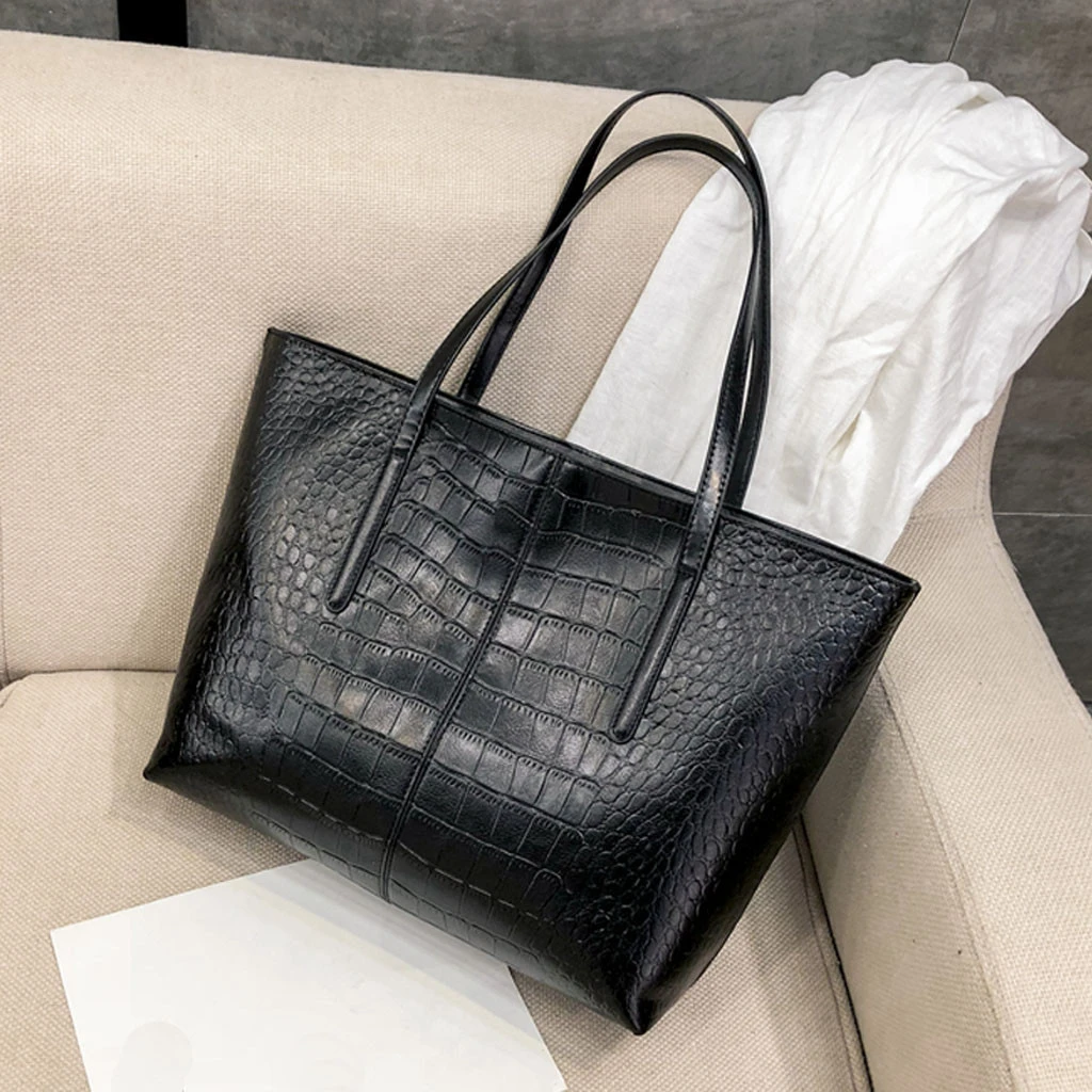High-Quality Luxury Crocodile Handbag Women Retro Leisure Large Shoulder Bag Female Causal Totes Simple Shopping Handbag 904