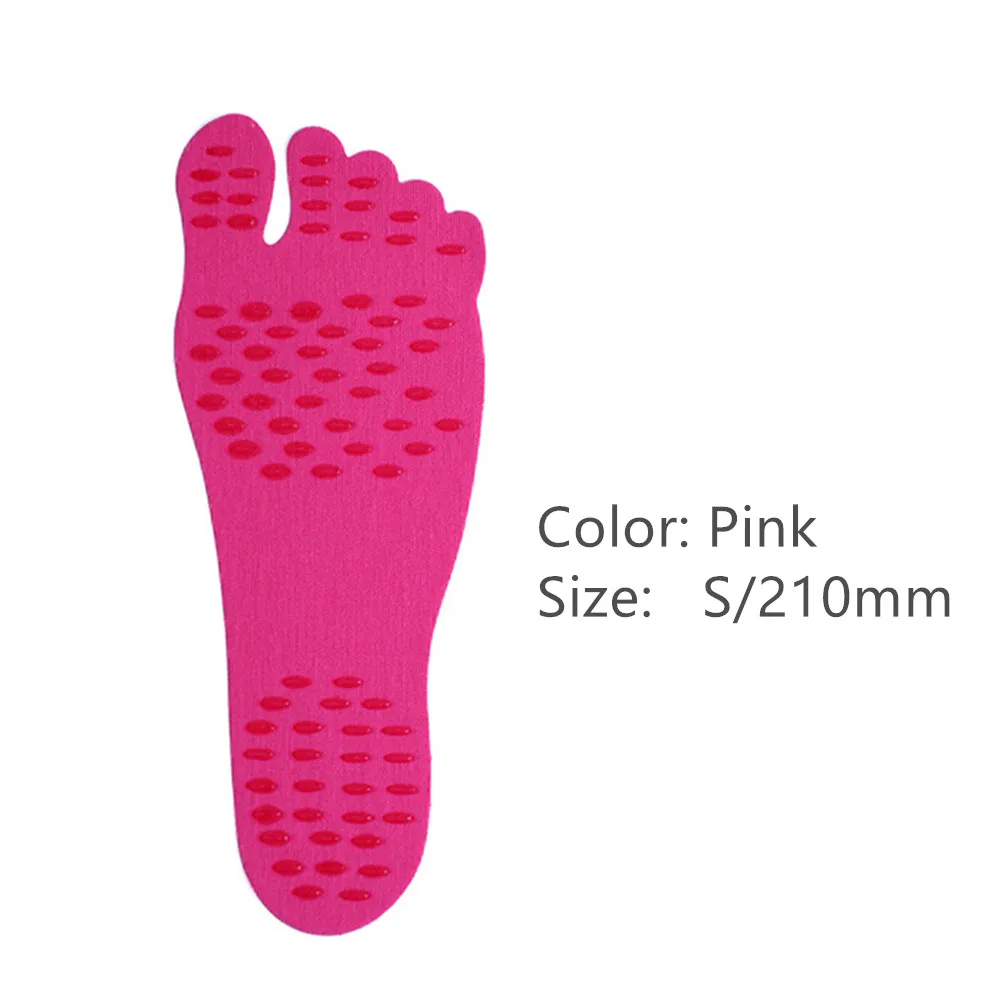 Pink S 210mm Наклейки для ног теплозащитные Водонепроницаемый; нескользящая обувь; наклейки для пляжа бассейн игры Невидимый Клей средства ухода за кожей стоп с защитой от проколов - Цвет: Pink S 210mm