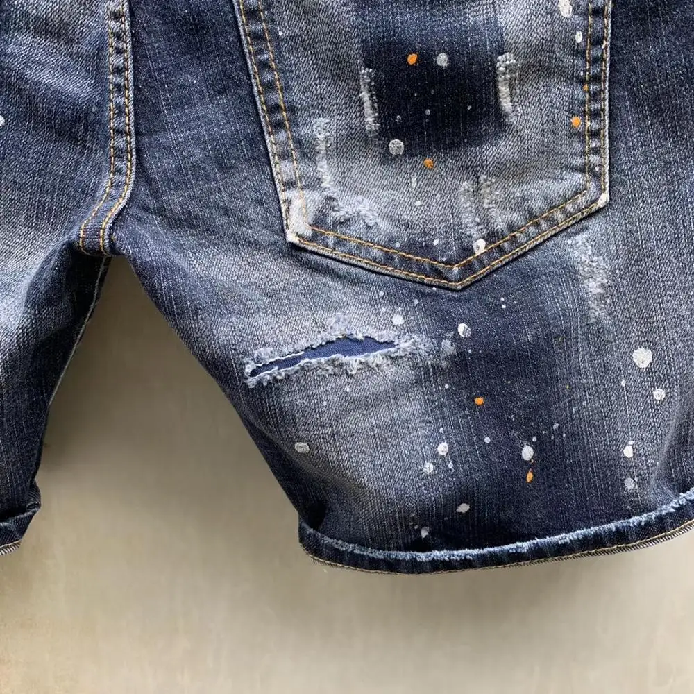 summer Style famous brand dsq Italy jeans men Shorts jeans Slim paint Men denim trousers straight blue hole Shorts jeans for men