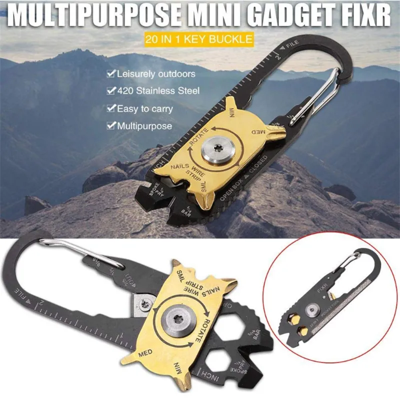 20 в 1 Мини-гаджет Fixr EDC Многофункциональный Карабин Многофункциональный инструмент карман для ключей выживания истинное полезное кольцо для кемпинга похода на открытом воздухе