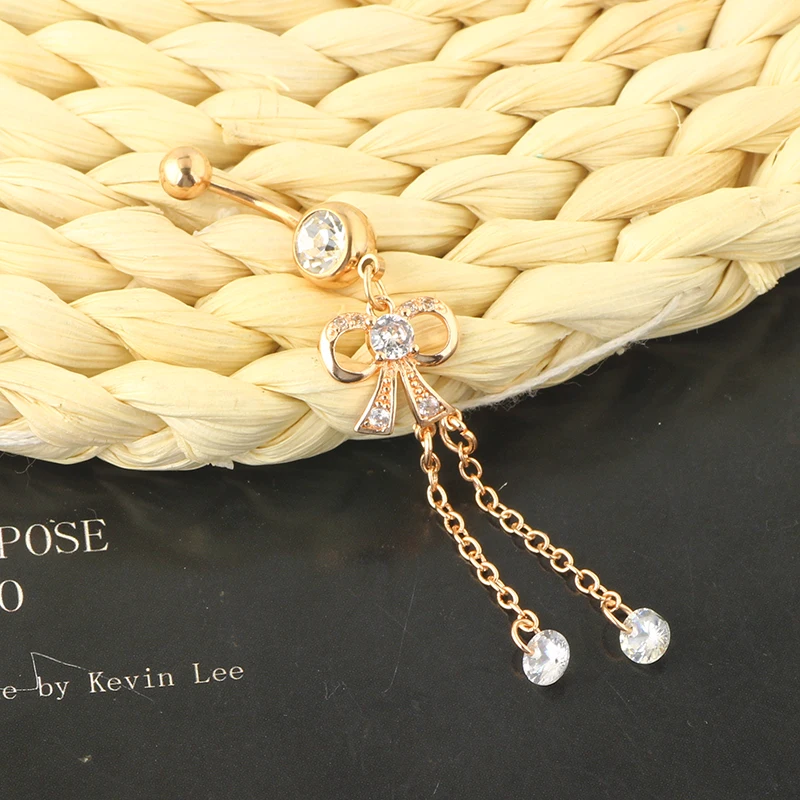 JUNLOWPY New Zircon Fashion Surgical Stainless Steel Navel Piercing Flower Pendant Belly Button Rings Belly Piercing Body Jewely