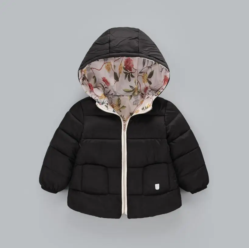 

Children outwear girls winter warm hooded coat children cotton padded clothes princess down jacket kids winter solid jackets
