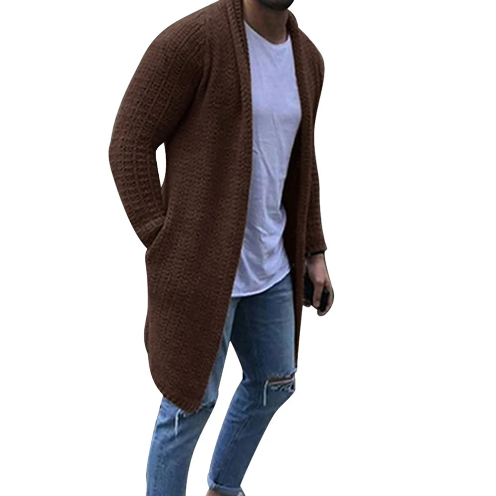 SHUJIN, мужское трикотажное пальто, осень, стильный мужской кардиган, вязаный свитер, уличная одежда, повседневный однотонный, длинный рукав, тонкая верхняя одежда