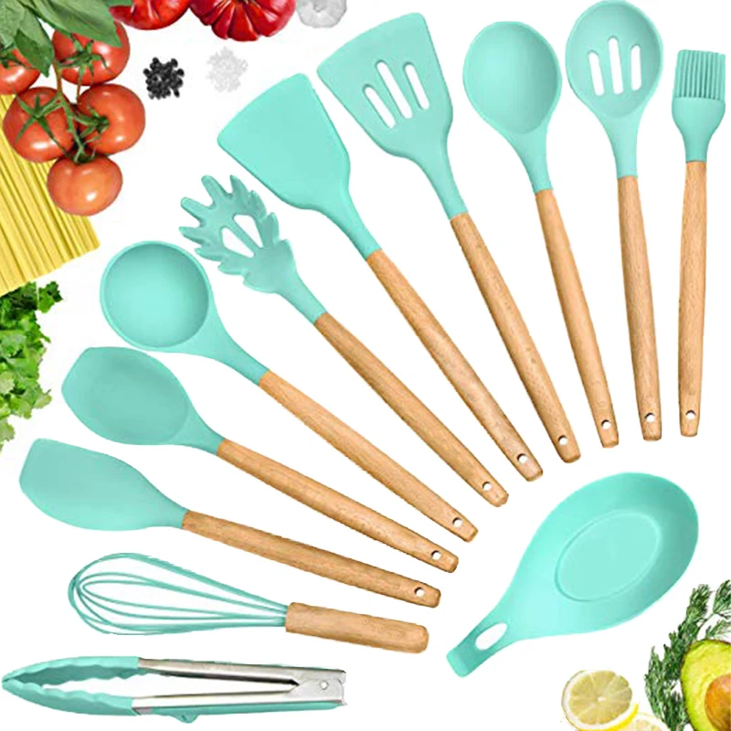 1 шт. силиконовая кухонная утварь с деревянной ручкой набор инструментов для