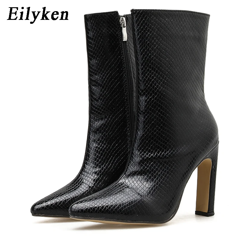 Eilyken/Новинка года; женские ботильоны; пикантные ботинки с острым носком на высоком квадратном каблуке; Femme; модные белые ботинки «Челси»; Размеры 35-42