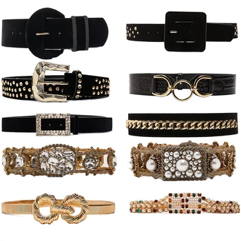 

ZA Pearl Inlaid Belt Trend Ladies Clothing Accessories Nightclub Classic Bohemian Design Accessories Belt Party Gift