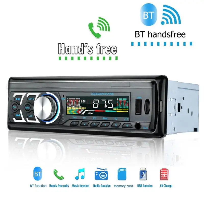 Автомагнитола 1 Din, автомагнитола, стерео аудио, USB, fm-радио, Bluetooth, автомагнитола, автомагнитола, MP3, музыкальный плеер