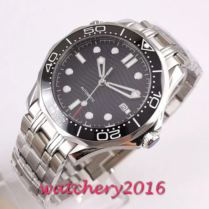 

Часы мужские светящиеся с черным циферблатом, 41 мм, из сапфирового стекла