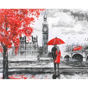 

London Lover DIY Oil Painting By Numbers Kit Adult Gift Wall Art Pictures Coloring By Number Draw On Canvas Paintings Home Decor