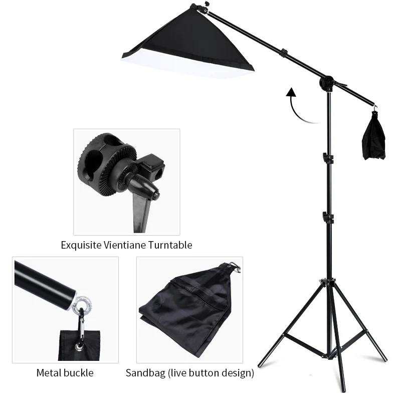 Professional Photography Lighting Equipment Kit with Softbox Soft background stand with boom arm Ba