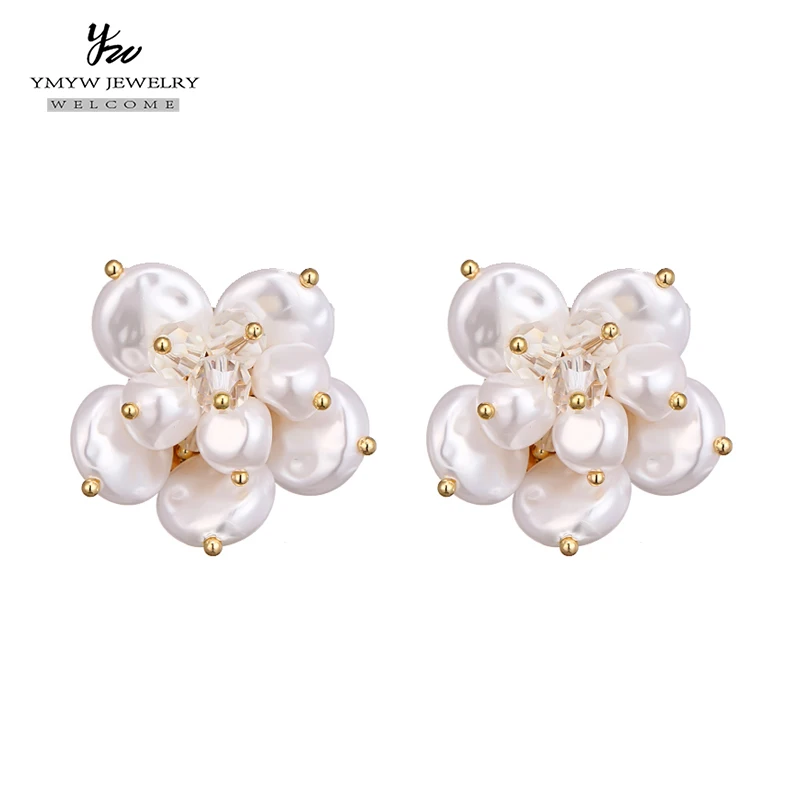 YMYW сладкий жемчуг цветок серьги гвоздики Мода Тренд барокко имитация растения подвеска Бохо женские серьги на свадебную вечеринку ювелирные изделия