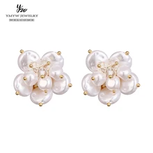 YMYW сладкий жемчуг цветок серьги гвоздики Мода Тренд барокко имитация растения подвеска Бохо женские серьги на свадебную вечеринку ювелирные изделия