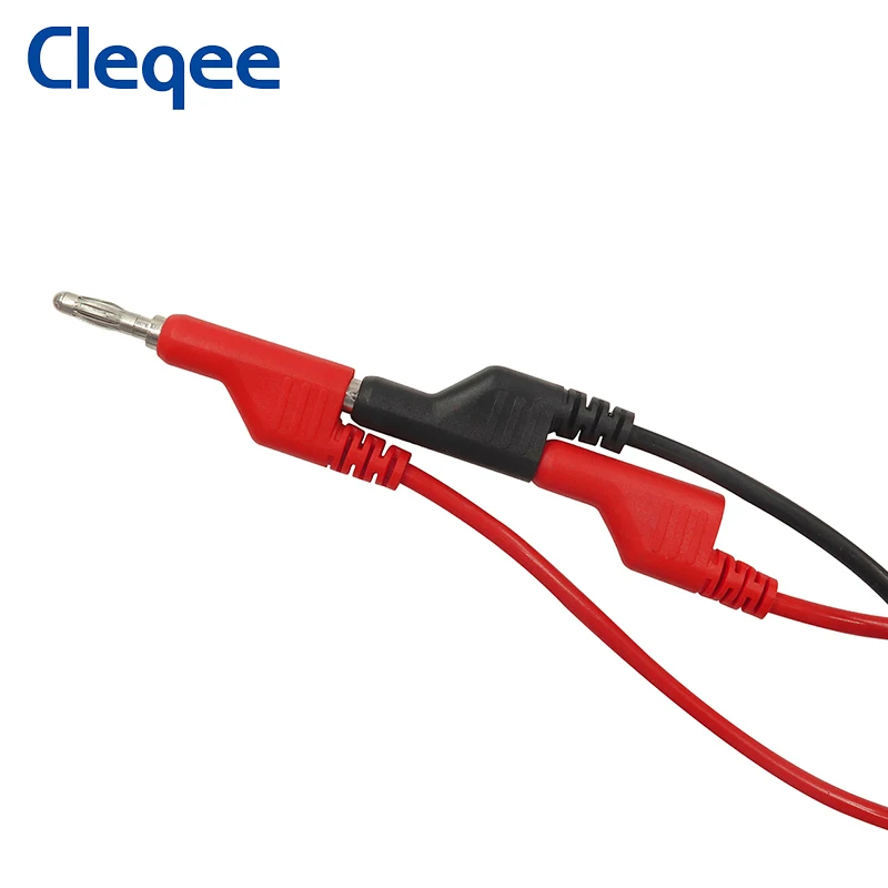 Cleqee P1037 5PCS 4mm Banana Plug to Alligator Clip Test Probe Lead Wire Cable 