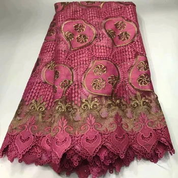 

Preferential 5 yards gold heavy embroidery Guipure lace High Quality Classic African cord fabric Nigerian evening gown clothes