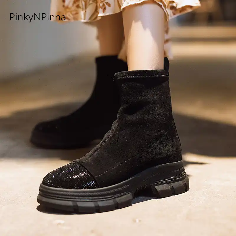 flat ankle boots with toe cap detail