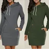Leosoxs Spring Autumn Hooded Drawstring Women's Sweatshirt Dress Fashion Solid Pocket Package Hip Ladies Mini Dresses Plus Size ► Photo 1/6