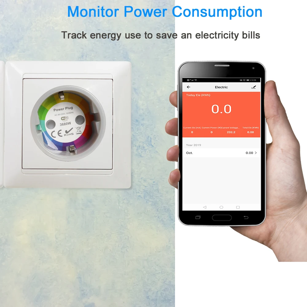 NEO Coolcam Smart Plug WiFi Socket 3680W 16A Power Energy Monitoring Timer Switch EU Outlet Voice Control by Alexa Google smart switch smart wifi switch wifi switch smart plug socket smart socket wireless switch