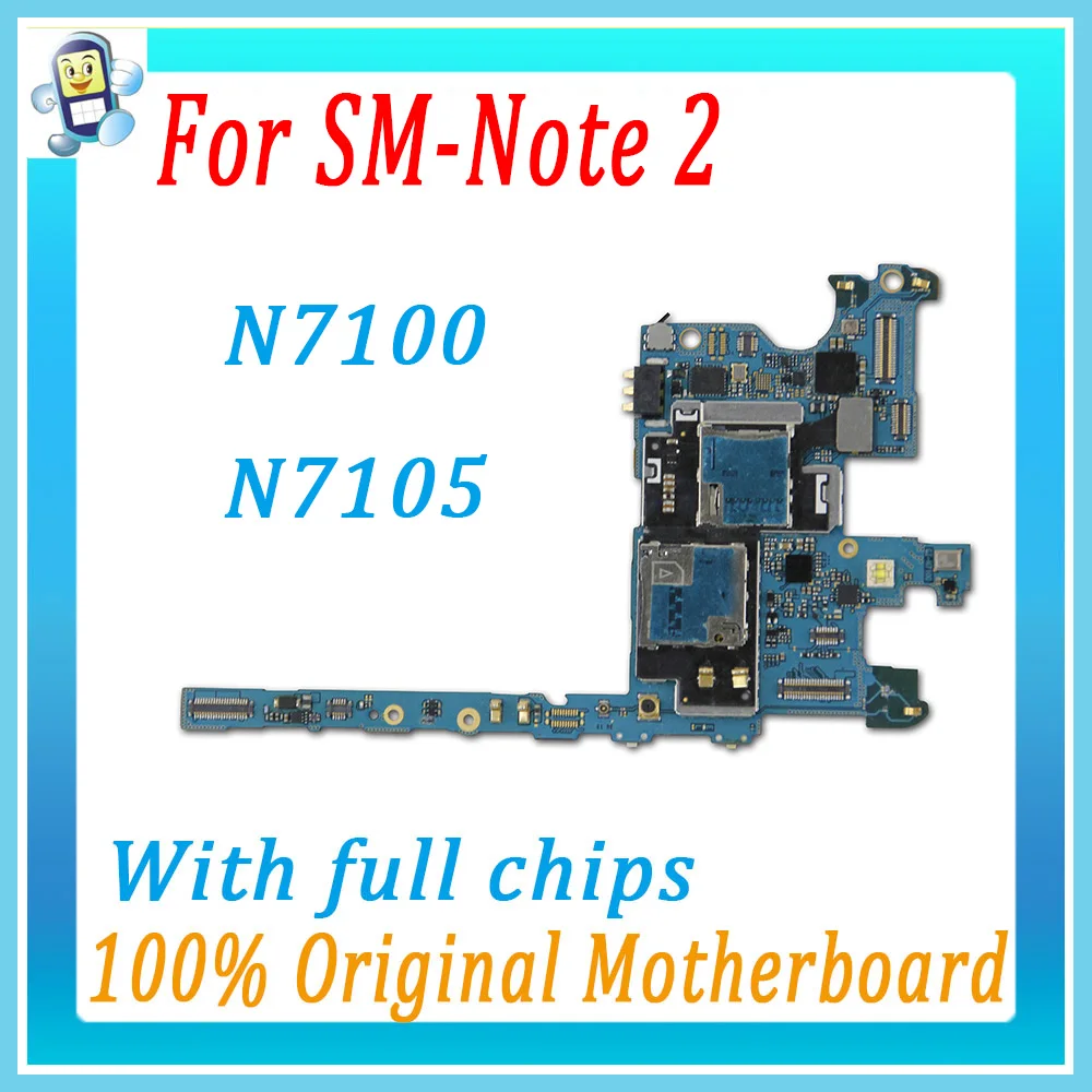 Оригинальная основная плата для samsung Note 2 N7100 N7105 разблокированная материнская плата Android материнскую плату Протестировано и в рабочем состоянии пластина