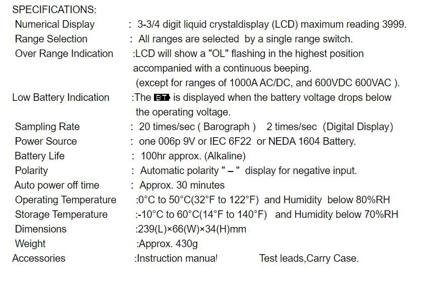 TES-3050H Digital DC / AC Clamp Meter 3-3/4 LCD with bar-graph 1000A