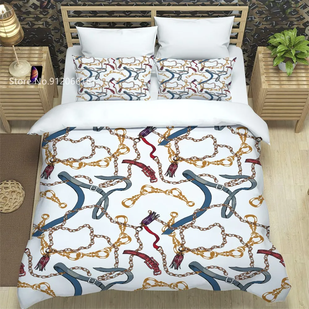 

Luxury Vintage Baroque Bedding Set 3D Print Gold Chain Bed Quilt Cover 2/3 Pieces Single Double King Duvet Cover Home Pillowcase