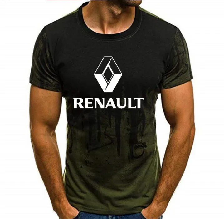 Blue Classic Men'S Fitness Camouflage Renault Graphic Logo Cool Printed T Shirt Summer Funny Tee Tops Clothing - Color: Blue