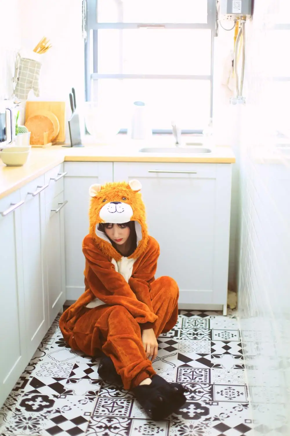 Minnie lion Kigurumi Cosplay Costumes Men women animal cartoon Winter Jumpsuit Kids boy girl Minnie lion Onesies pajamas