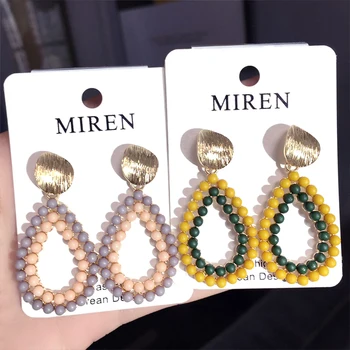 

Vintage Boho Beads Water Drop Earrings for Women India Ethnic Imitation Pearl Beaded Teardrop Wedding Party Jewelry Accessories
