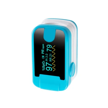 

New Color OLED Fingertip Pulse Oximeter With Audio Alarm & Pulse Sound - Spo2 Respiration Rate Oximeter Blue