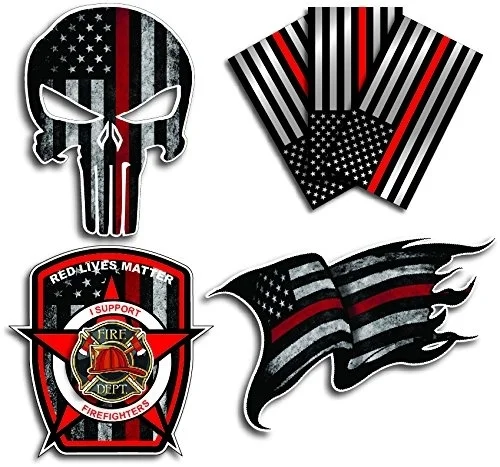 

For Variety Pack of Thin Red Line Firefighter Fire Department Fire Truck Red Lives Matter decal sticker Car Truck RLM(6 Pack)