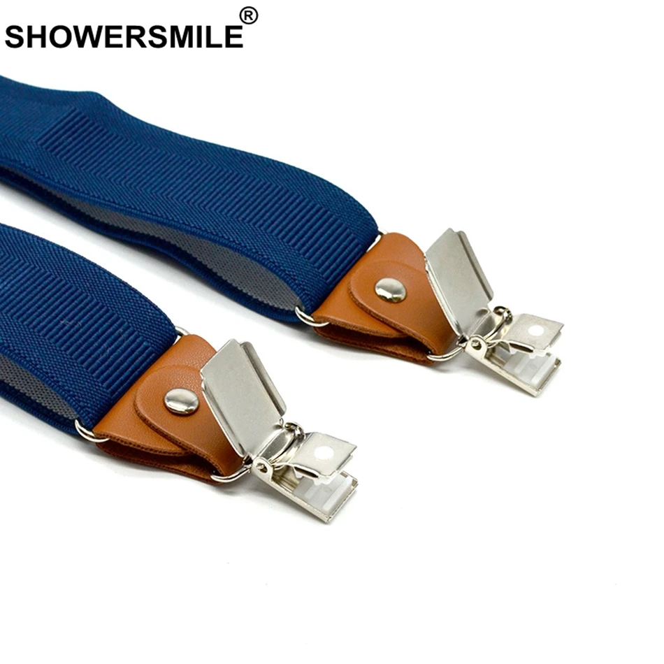 SHOWERSMILE темно синие штаны на подтяжках для мужчин мужские брюки с поясом