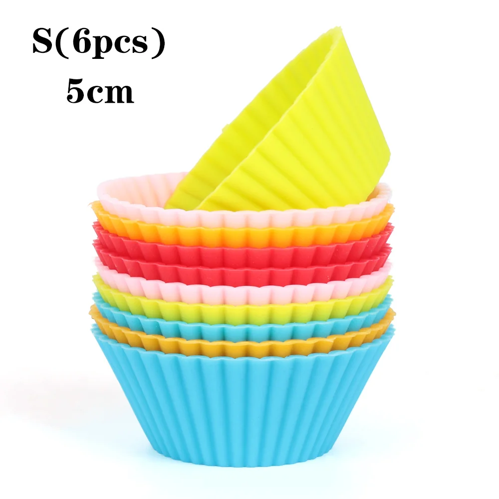 S 6PCS 6/12 шт силиконовая форма для выпечки чашки многоразовые формы для маффинов, оболочка пресс-формы для выпечки вкладыш DIY Кондитерские Десертные приборы для дома и Кухня аксессуары - Цвет: S 6PCS