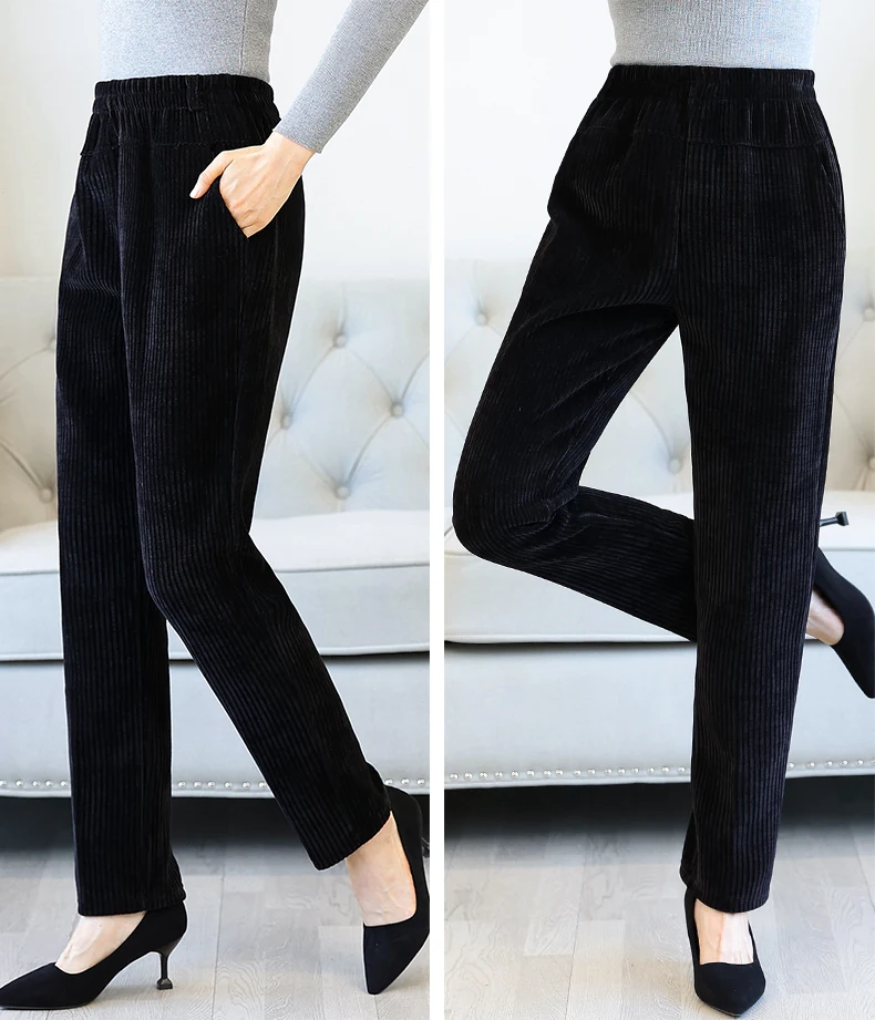 Autumn Middle-aged Women Pants Vintage Loose High Waist Harem Pants Female Elastic Waist Long Trousers For Mother High Quality grey sweatpants