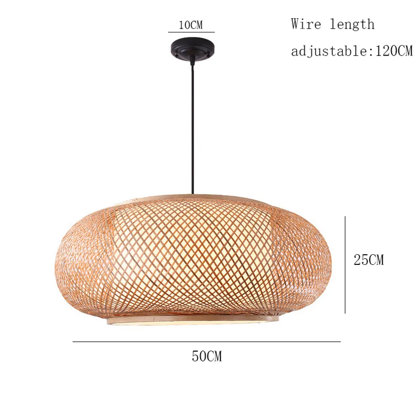 Китайские ручные вязаные бамбуковые Ротанговые подвесные светильники деревенские татами светодиодные висячие лампы украшения интерьера дома освещение бумажный фонарик - Цвет корпуса: 50CM
