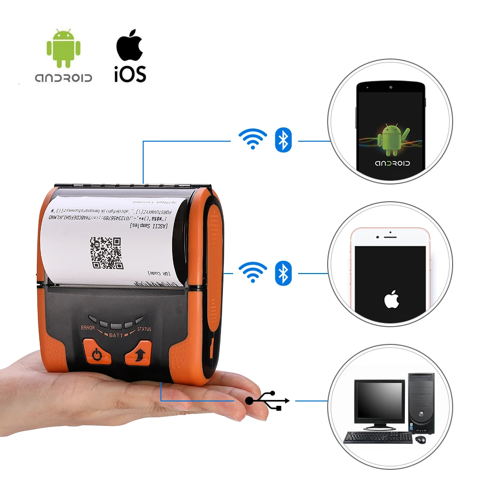 IssyzonePOS Bluetooth USB WiFi термопринтер 80 мм Съемный аккумулятор портативный принтер тайский арабский PDF веб-Чековая печать