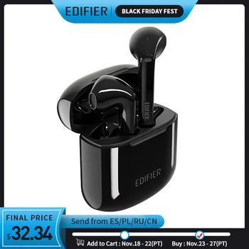 

EDIFIER TWS200 Qualcomm aptX Wireless earphone Bluetooth 5.0 TWS Earbuds cVc Dual MIC Noise cancelling up to 24h playback time