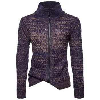 

ZOGAA Men Sweater Coat 3D Real Shot Winter Fashion Solid Stand Collar Zipper Knitted Sweater Jacket Casual Men's Sweater Jacket