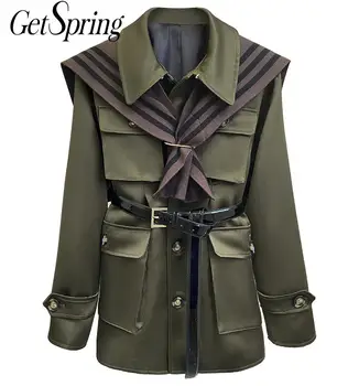 

Getspring Women Coat Patchwork Casual Winter Coats Vintage Loose Womens Long Jackets Coats Winter Women Clothes 2020 New Fashion