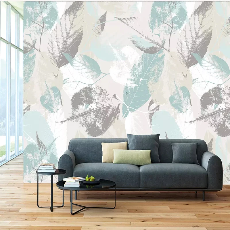 Custom-3D-Photo-Wallpaper-Roll-Nordic-Modern-Leaves-Leaf-Petals-3D-TV-Living-Room-Wall-Non (2)