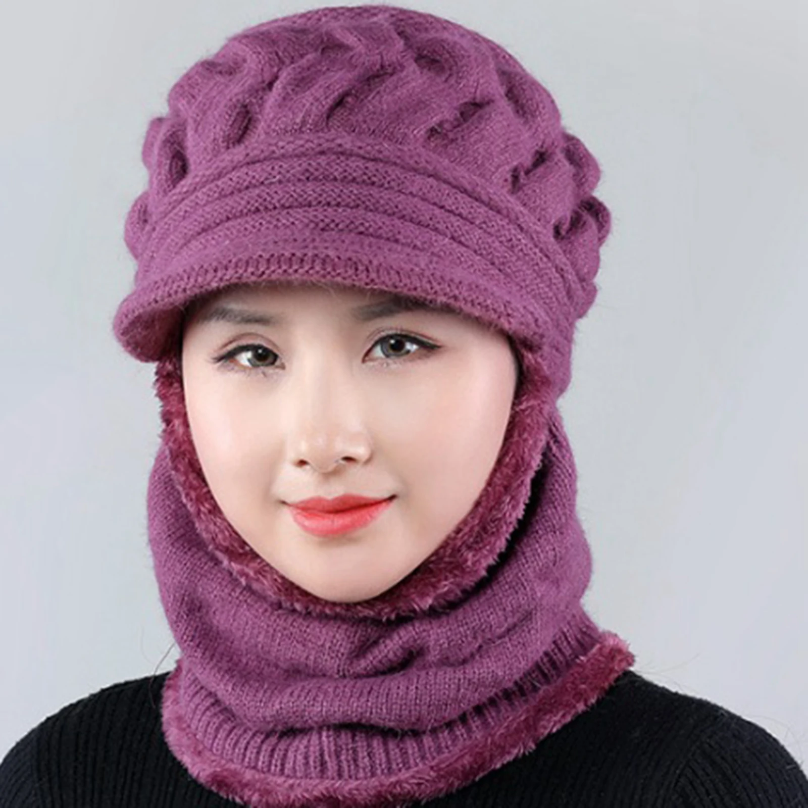 Womens Beanie Winter Hat Scarf Set Slouchy Warm Snow Knit Skull Cap Outdoor Hat, Warm & Comfortable