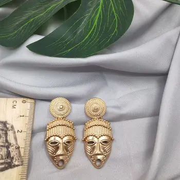 

Trendy Fashion Mask Earrings for Women Charms New Punk Cool Design Vintage Gold Ethnic Face Earrings Indian Jewelry