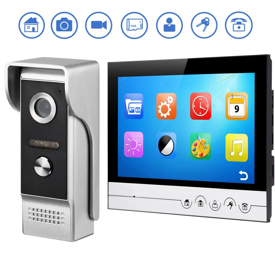 Intelligent video doorbell 7/9 inch color HD video intercom doorbell support photo video doorbell kit