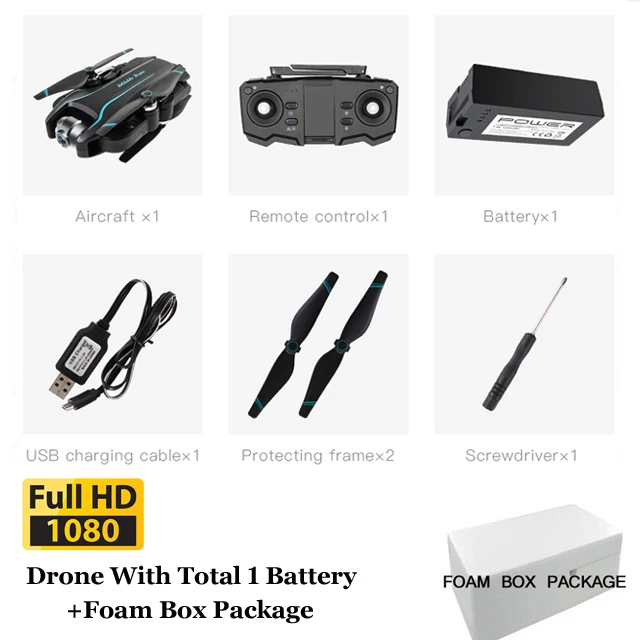 S17 Дрон 4K камера HD 4K wifi FPV Дрон обслуживание высоты RC Квадрокоптер Fxed-point объемный вертолет Дрон камера 1080P Дрон - Цвет: 1080PFoambox1battery