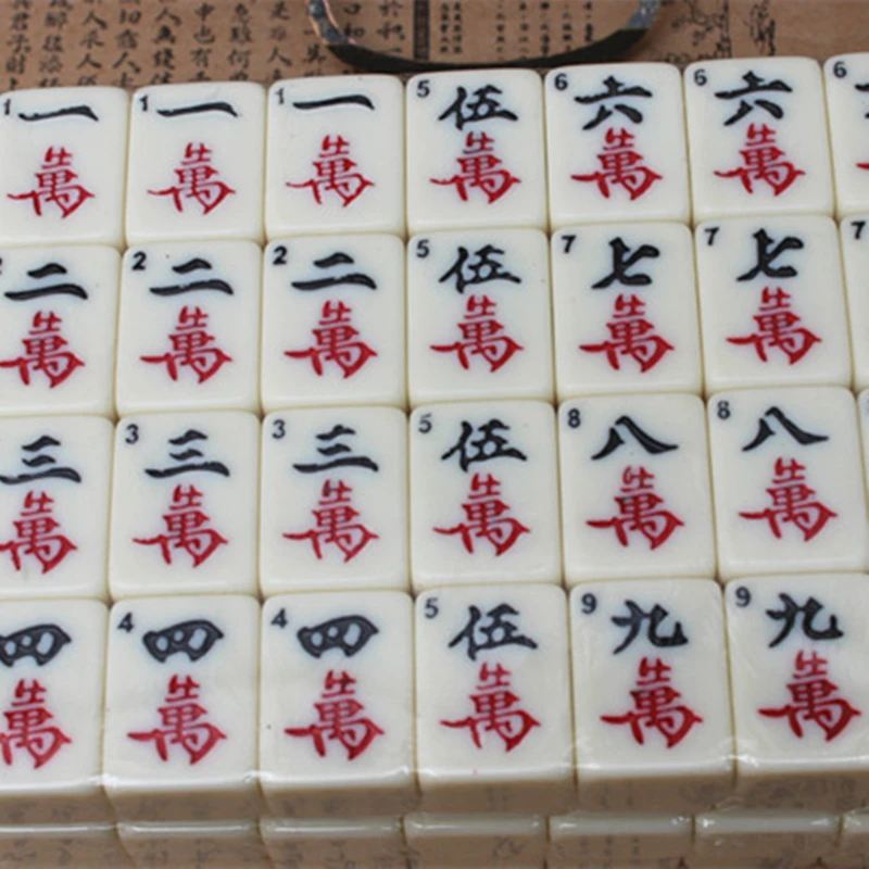 Mahjong портативный складной деревянный набор коробок настольная игра Mah-jong дорожная доска игра в помещении антикварная кожаная коробка руководство на английском языке