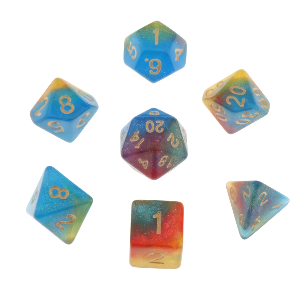 7Pc Multi-sided Dices Set D4-D20 MTG DND RPG Board Game Dice for D&D Roleplaying Party Casino Table Game Toy