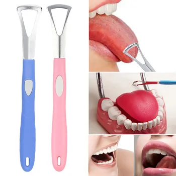 

Stainless Steel Dental Oral Care Clean Tongue Cleaner Scraper Handle Hygiene Good Breath Massage Oral Cleaning Brush