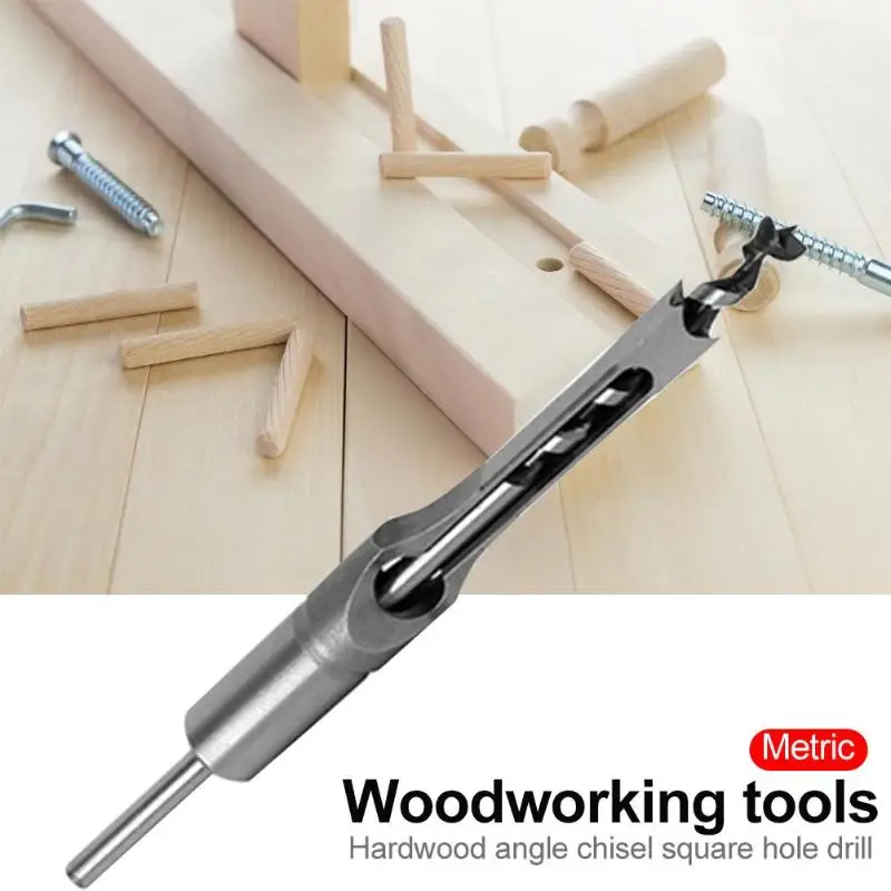 Square Hole Drill Bit Woodworking Tools for Carpentry DIY Hole Reaming Mortising Special Steel Drill Core Strong and Durable