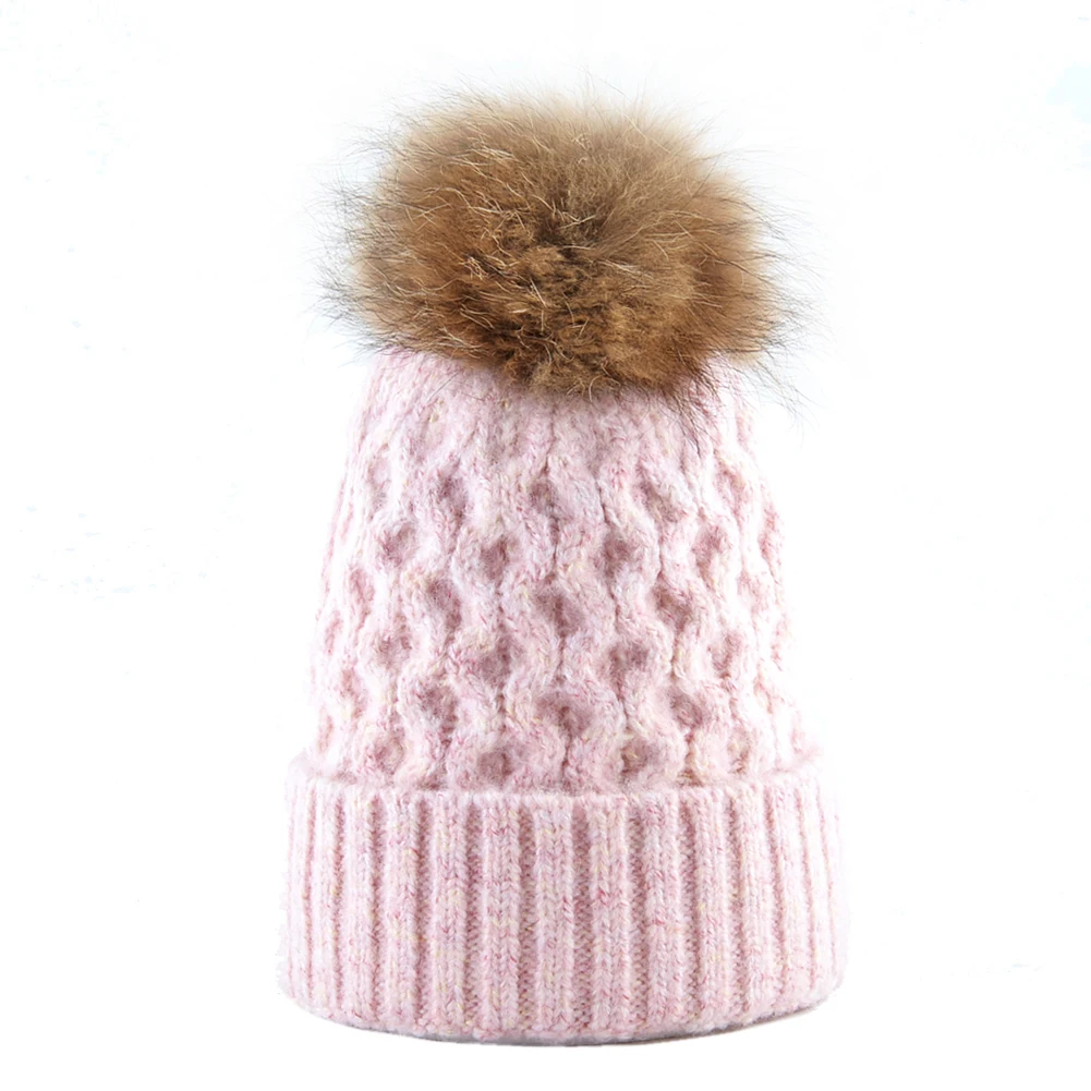 Вязаная Шерстяная Шапка женская зимняя шапка с помпоном s Gorras шапки с натуральным мехом для женщин теплая шапка с помпоном модные шапки для девочек